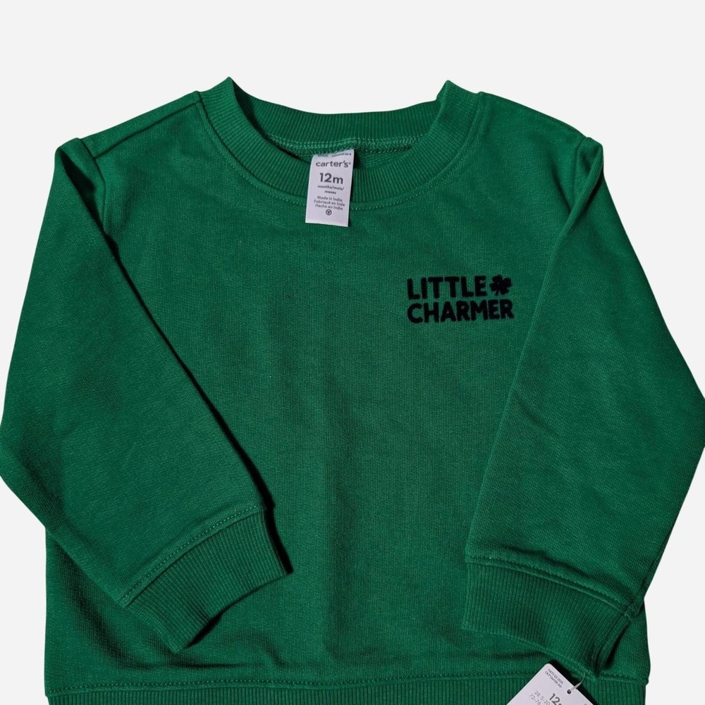 Little Charmer green baby sweatshirt size 12 months